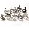 Band Rings Wholesale 30Pcs/Lot Top Mix Retro Punk Exaggerated Snake Ring Men Women Hip Hop Animal Cool Biker Rocker Jewelry Antique Dh7L1