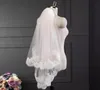 Voile de mariage avec bord en dentelle et cils, deux couches, accessoires pour cheveux, Appliques en Tulle, voile de mariage bon marché avec peigne5101336