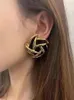 Stud Earrings Vintage Metal Spiral Black Velvet For Women Girls Exaggerated Fashion Party Statement Jewelry Accessories