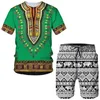 est Mens Tracksuit African Print Womens Tshirts Sets Africa Dashiki Vintage Tops Sport and Leisure Summer Male Suit 240304