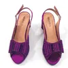 Sapatos de vestido est design italiano elegante e elegante roxo strass embelezado cetim redondo toe bombas saco de embreagem