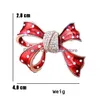 Pins, Brooches Fashion Bowknot Brooches For Women Classic Rhinestone Bow Knot Flower Party Office Brooch Pins Red Crystal Elegant Sca Dhci5