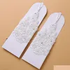 Gants de mariée en dentelle avec appliques de perles, longueur de poignet sans doigts avec ruban, accessoires de mariage, livraison directe, événements de fête, Dhawp