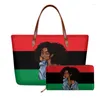 Вечерние сумки INJERSDESIGNS Роскошные сумкиКошелек Набор Африканская девушка-тоут для женщин 2024 Сумка на плечо с узором в виде флага Модная женская сумка