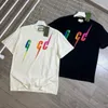 Erkek T Shirt Lüks Marka Giyim Gömlek Yıldırım Mektubu Saf Pamuk Kısa Kollu Tasarımcı İlkbahar Yaz Moda Gelgit Erkek Kadın Tees Giyim 001