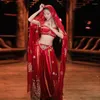 Stage Wear Halloween Christmas Cosplay Costumes Girls Belly Dance Outfit Clothes Women Bollywood 2 Pieces Set ( And Pants)