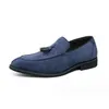 Dress Shoes Brand Design Men Suede Leather Moccasins Purple Tassel Pointed Men's Loafers Vintage Slip-on Casual Social