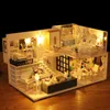 Arquitetura/casa de boneca diy, móveis de madeira, casa de bonecas em miniatura, brinquedos de quarto para crianças, casa de boneca