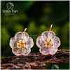 Hoop & Huggie Lotus Fun Real 925 Sterling Sier Earrings Handmade Designer Fine Jewelry Flower In The Rain Fashion Dangle For Women 22 Dhqo0