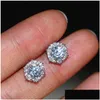 Stud Simple Fashion Jewelry Stunning Real 925 Sterling Sier Round Cut White Topaz Cz Diamond Gemstones Party Women Wedding Bridal Dr Dh9Tx