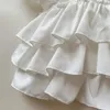 sommar vit skjorta tank topp baby flickor barn väst lager ruffles skörd topp camisole tonåring barn kläder knapp 3 till 16 år 240301