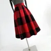 Jupes Vintage Plaid laine mélanges robe de bal jupe femmes automne hiver taille haute épais fête parapluie