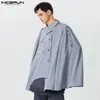 Männer Mantel Mäntel Revers Lose Einfarbig Taste Streetwear Casual Männlichen Ponchos Cape Mode Unregelmäßigen Graben S-5XL INCERUN 240228