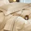 Ensemble de quatre pièces en pur coton, Style luxueux et léger, 120 fils, housse de couette brodée, drap de lit à sensation Premium, 240226