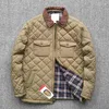 Vestes pour hommes Diamond Check Clamp Veste en coton imperméable avec poche Cargo Manteaux Vintage Casual Vêtements d'extérieur Mâle