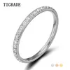 Tigrade 2mm Women Ring Cubic Zirconia Anniversary Wedding Engagement Band STORLEK 3 till 13 Bagues Pour Femme 240219