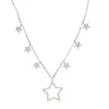 Pendants 925 Sterling Silver Black White Cz Star Charm Link Chain Choker Short Necklace With Rose Gold Color Plated Fashion Women Jewelry