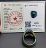 Cluster Rings Inner 20.20mm Certified Chinese Natural Green Agate Hand Carved Man Ring