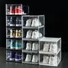 Akryl sneakers förvaringslådor fällbar sko lagring fantastisk tegel transparent plast dammtät sko skåp lagringsverktyg 240229