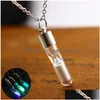 Pendant Necklaces New Glow In The Dark Time Hourglass Pendnat Necklaces Luminous Glass Phosphor Bottle Charm For Women Fashion Jewelry Dhspf