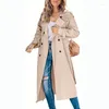 Damskie okopy płaszcze kobiety Brown Windbreaker Casual Zimowa odzież wierzchnia zimowa
