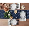 Nappe de table en lin à rayures ondulées bleu marine, foulards de commode, décor lavable pour salle à manger, décorations de mariage