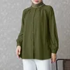 Ethnic Clothing ZANZEA Women Elegant OL Work Shirt Autumn Fashion Long Sleeve Solid Blouse Casual Loose Islamic Caftan Marocain Tops