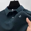 Polo's voor heren Polo's voor heren Borduren Hoogwaardig, hoogwaardig gebreid Cool poloshirt Zomer Casual kraag Rib Ademende top T-shirt met korte mouwen