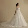 New Off Shoulder Lace Wedding Dress 2024 For Women Sleeveless Vintage Shinny Glitter Bridal Ball Gown Vestidos De Novia