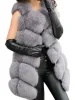 Жилетки 2021, высококачественный меховой жилет, роскошное пальто из искусственной лисы, теплое женское пальто, жилеты, зимние модные меховые женские пальто, куртка Gilet Veste