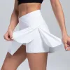 Dresses CHRLEISURE Women Crossover Tennis Skirt Pleated Skirt with Pockets Elastic Breathable Golf Skorts Workout Athletic Sports Shorts