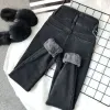 Jeans Front Pocket Jeans für Frauen 2 Tasten Hohe Taille Plüsch verdicken Jeans 2023 Koreanische Mode Streetwear Denim Hosen Blau schwarz