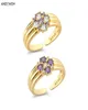 Andywen 925 Sterling Silver Gold FlowerZircon Purple Blue Lighter Ring Resizable Women Fine Jewelry Wedding Gift 2202232973653