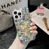 3D Flower Cases For Iphone 15 Plus 14 Pro Max 13 12 11 X XR XS 8 7 Luxury Bling Diamond Floral Crystal Hard Acrylic PC Plastic Soft TPU Rhinestone Lady Women Phone Back Cover