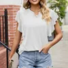 T-shirts pour femmes élégants manches volantes col rond été chemise en mousseline de soie ample volants papillon pulls décontractés hauts de trajet chemisiers féminins