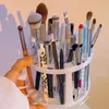 Förvaringslådor plast rosa vit smink borste rack make-up verktygslåda kosmetisk hylla penna bordsorganisatör