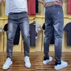 Jeans pour hommes pour hommes élastiques mâles pantalons de cowboy pantalons maigres pantalons serrés extensibles avec poches slim fit décontracté rétro concepteur régulier