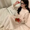 Women's Sleepwear Arrival Nightgowns Women Midi Korean Ins Style Loose Fashion College Schoolgirls Fall Sweet Home All-match Daily Kawaii