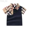 T-shirts Bébé garçons col rabattu T-shirts été enfants à manches courtes T-shirt à carreaux Gentleman Style enfants coton t-shirts occasionnels garçon chemises 240306