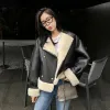 Jackets 2022 New Style Genuine Sheepskin Leather Jackets Lady Wool Shearling Autumn Winter Vintage Coat Lamb Fur Merino Sheep S5045