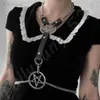 Paski Gotycki pasek dla kobiet SM wiążących kołnierz i pasek na ramię zintegrowany łańcuch punkowy pentagram ciemna skóra styl