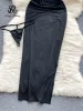 Kleid SINGREINY 2023 rückenfreies, durchsichtiges Mesh, sinnliches Nachthemd, koreanisches, aushöhlen, figurbetontes langes Kleid + Tangas, erotische Mesh-Nachtwäsche
