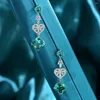 Orecchini pendenti moda argento 925 5 ct cuscino 10 cuore sintetico paraiba lungo europeo e americano per gioielli da donna