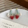 Dangle Oorbellen Minar Handgemaakte Gevlochten Rode Strand Aardbei Lang Voor Vrouwen Kralen Simulatie Fruit Hanger Oorbel Partij Sieraden