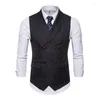 Men's Vests #SV01 # Business Casual Suit Vest Personalized Flip Collar Print Slim Fit Double Breasted Horse Clip