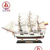 Dekorativa föremål Figurer Luckk Simation Arc Gloria Wood Sailing Boat Model Colombia Nautical Ships Modern Home Interior Deco Dhifu