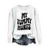 Damen-Kapuzenpullover „My Tummy Hurts“-Sweatshirt, lustiger Sweatsuit für ältere Menschen, Reißverschluss vorne, Yoga-Oberteil, grafisches Damenkleid mit passender Strickjacke