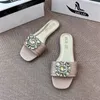 Design de luxo sentido nicho moda fundo plano verão diariamente sandálias femininas moda pedra preciosa strass fundo plano flip flops couro
