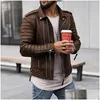 Giacche da uomo Giacche da uomo Giacca in pelle da uomo Inverno Moto Cerniera Pu Colletto con bavero Moda casual Strada Autunno Cappotto nero Drop De Dhoes