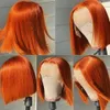 Haarpruiken Ginger Orange Lace Front Short Bob Highlight 613 oranje Brazilian Human Natural Remy 240306